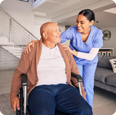 caregiver looking at elder