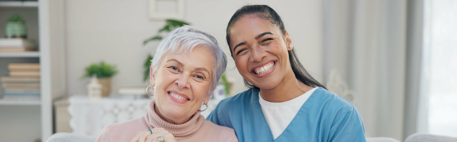 nurse and elder showing their lovely smiles